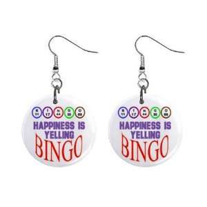  New Happiness is Yelling Bingo #7 1 Round Button Dangle 