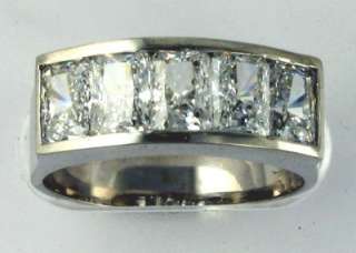 R30800 14K gold 3.0ct CZ 5 stone radiant channel ring  