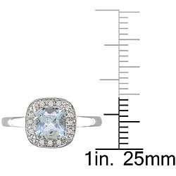 10k White Gold Aquamarine and Diamond Ring (H I,I2 I3)  
