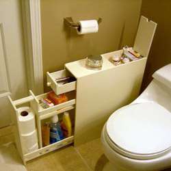 White Wood Bathroom Floor Cabinet  
