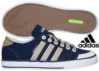 NEW MENS ADIDAS CLEMENTE stripe LO BLUE white CANVAS TRAINER LACE UP 