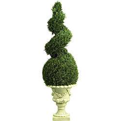 Cedar Spiral 4 foot Silk Tree with Decorative Vase  