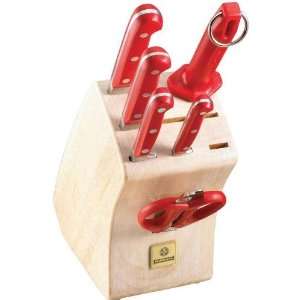 Mundial Fully Forged Cutlery 7 Piece Block Set Red Handles  