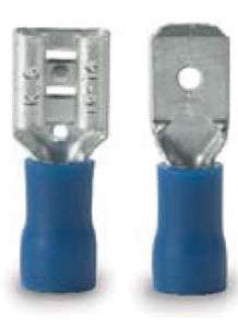 100 BLUE 16 14 GAUGE MALE & FEMALE SPADES QUICK DISCONNECTS WIRE 