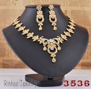 Necklace Earring Set Owl Leaf/Flower Circle Golden/Silver Color Czech 