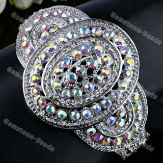 Multi Color Crystal Oval Tibetan Silver Bracelet Bangle  