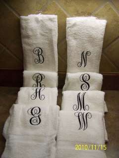 PERSONALIZED MONOGRAM TOWEL HAND GUEST WHITE 17 X 27  