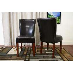Gary Modern Brown Leather Dining Chairs (Set of 2)  