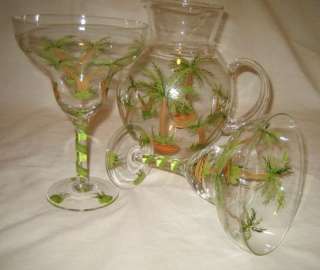 Palm tree margarita pina pitcher & glasses set  