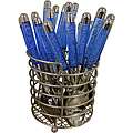 DonnieAnn Blue Handle 24 piece Flatware Set with Wire Basket 