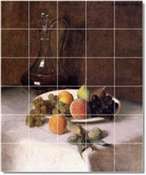 Carafe Of Wine And Plate Of Fruit On A White Tablecloth by Henri 