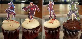 12 AVENGERS BIRTHDAY PARTY CUPCAKE CAKE STICKER TOPPERS Captain Hulk 