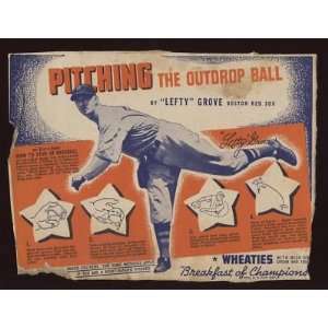 1937 Wheaties Series 6 Baseball #9 Lefty Grove   Sports Memorabilia 