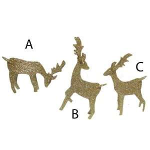 Gold Glitter Deer Ornaments