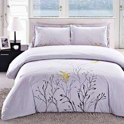 Embroidered Swallow King size 3 piece Duvet Cover Set  
