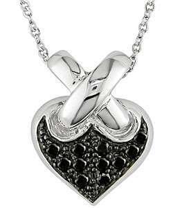 14k Gold Black Diamond Heart Pendant Necklace  