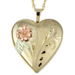 12k Black Hills Yellow Gold Heart Locket Necklace  