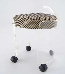 Mid Century Modern Lucite Bench Stool New Upholstery.  
