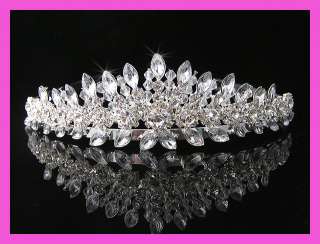 Wedding/Bridal crystal veil tiara crown headband CR163  