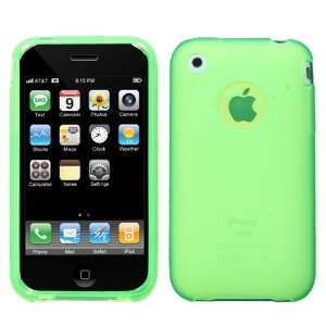 APPLE IPHONE 3G AND 3GS CANDY SKIN LIGHT GREEN TRANSPARENT APPLE LOGO 