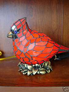 Stained Glass Animal Cardinal Lamp New TC32  
