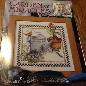   Of Miracles Cross Stitch Patterns Sandi Gore Evans Birds Watering Cans