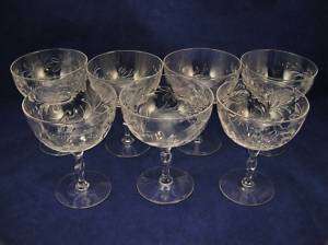 Sinclaire Glass Engraved Sherbet/Champagne Goblets  
