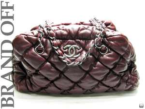 USED 100% AUTHENTIC CHANEL DARK RED LEATHER CHAIN SHOULDER BAG  