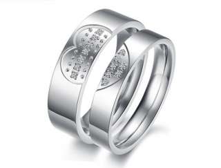 new Wedding Ring Set Titanium Ring Lover Couple Engagement Band + gift 
