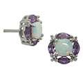 Sterling Silver Created Opal, Amethyst and Cubic Zirconia Earrings 
