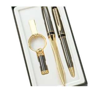   Gun Metal BP Pen, Letter Opener and Key Ring with Gift Box Home