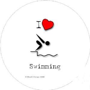  I Love Swimming 2.25 inch (58mm) Round Keyring