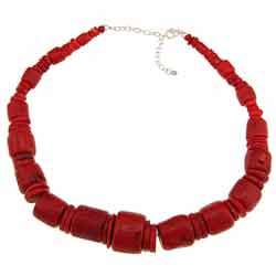 Southwest Moon Sterling Silver Red Coral Nugget Statement Necklace 