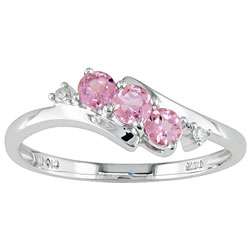 14k White Gold Diamond and Pink Tourmaline Ring  