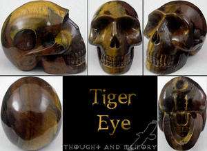 LARGE CHATOYANT Golden Tiger Eye Carved Crystal Skull  