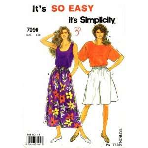com Simplicity 7096 Sewing Pattern Misses Pullover Tops and Culottes 