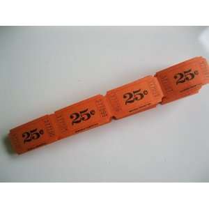   Orange 25 cents Consecutively Numbered Raffle Tickets 