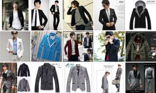   Slim Fitted Mens Elegant Suit Blazer Jacket Black/White/Coffee  