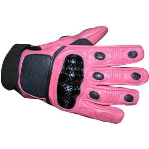  Womens Pink Leather Motorcycle Protector Gloves S 