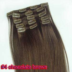 22 80g clip human hair extensions #4 chocolate brownch  