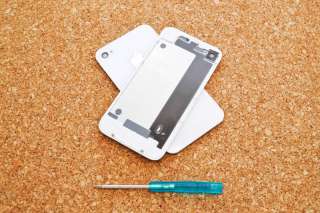 Replacement Glass Back Battery Cover Housing for iPhone 4 White  