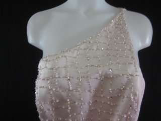 NWOT DAYMOR COUTURE Pink Beaded One Shoulder Gown Sz 10  