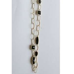  Zirconmania 622N 0415BLK Goldtone Large Link Necklace with 