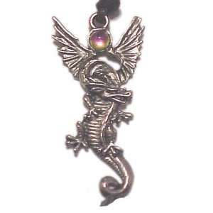  Silver Dragon Pendant with Spread Wings 