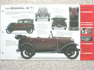 1928/1929/1930/1931 FORD MODEL A SPEC SHEET/Brochure  