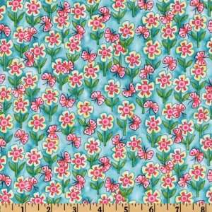   Wide Cat titude Flowers Teal Fabric By The Yard Arts, Crafts & Sewing