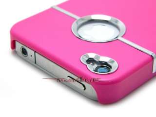DELUXE SNAP ON BACK RUBBERIZED HARD CASE COVER W/ CHROME APPLE IPHONE 
