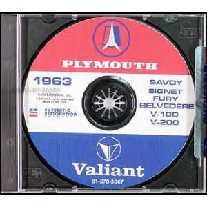  1963 Plymouth Repair Shop Manual on CD Plymouth Books