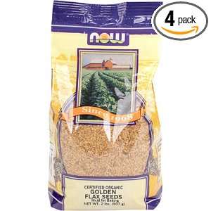 NOW Foods Organic Golden Flax Seeds , 32 Ounce Bags (Pack of 4)