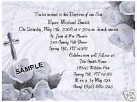 GORGEOUS BABY BOY PEARLS & ROSES BAPTISM INVITATIONS  